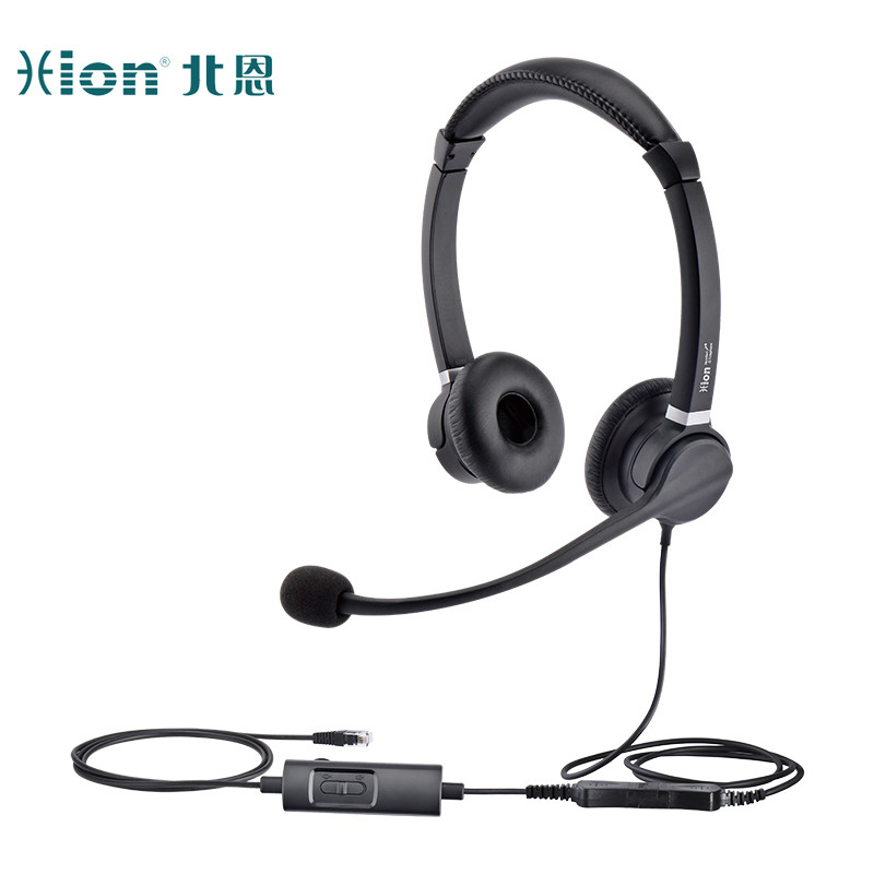 北恩（HION）FOR900D 头戴式双耳话务耳机/客服中心/在线教育培训/降噪坐席耳麦-水晶头+调音量+闭音(B4.1)