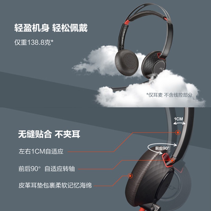 缤特力（Plantronics）C5220 USB+3.5MM 线控耳机耳麦带话筒 会议电话 直连电脑+手机/平板