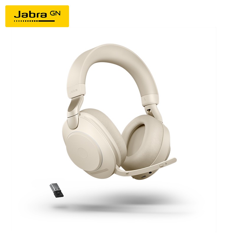 捷波朗(Jabra) Evolve2 85腾讯会议认证 立体声降噪商务无线蓝牙耳机 铂金米色带底座 UC Stereo 统一认证/MS Stereo 微软认证